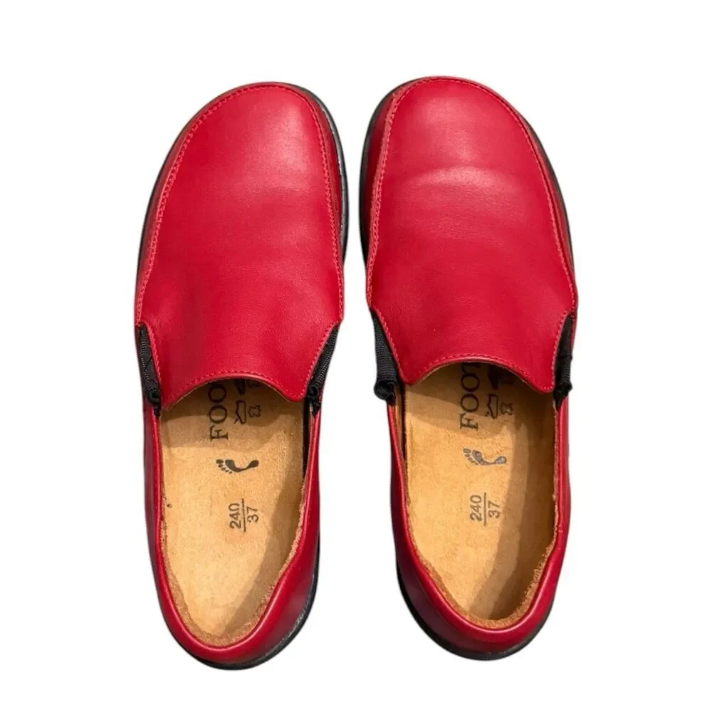Footprints by Birkenstock Red Leather Slip On Loafers Shoes Womens 37 US 6.5